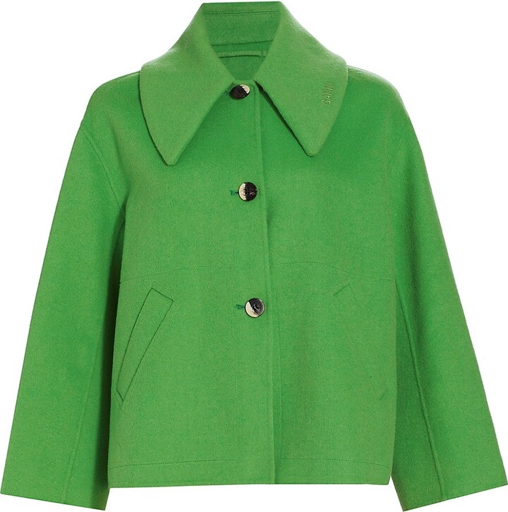 Ganni Collared WoolBlend Swing Jacket ShopStyle