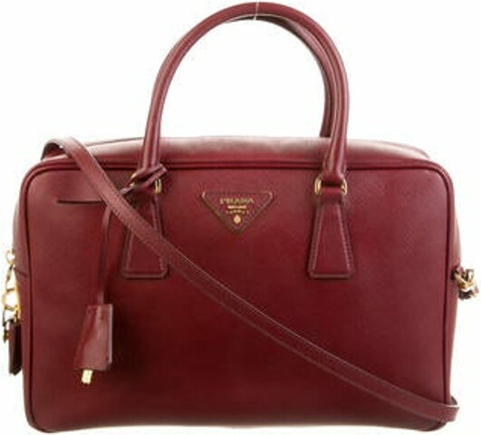 Prada Saffiano Lux Bauletto Bag - Black Shoulder Bags, Handbags