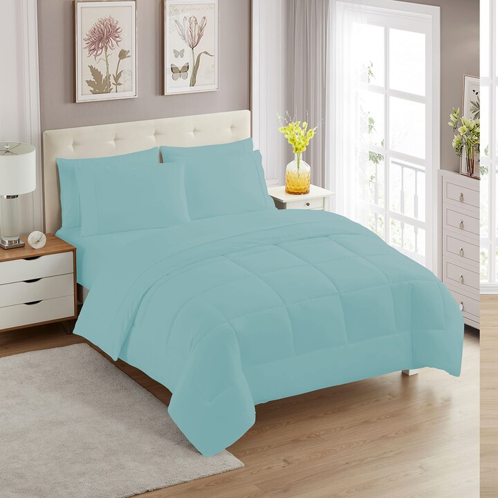 Sweet Home Collection 7 Piece Comforter Set Bag Solid Color All Season Soft Down Alternative Blanket & Luxurious Microfiber Bed Sheets