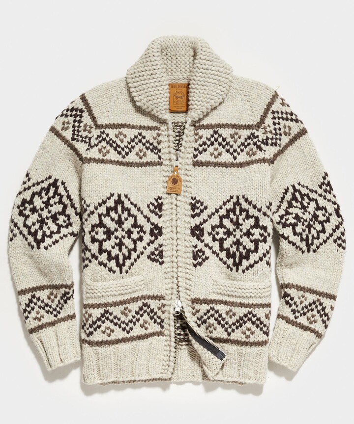 Todd Snyder Canadian Cardigan Sweater in Oatmeal - ShopStyle