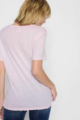 7 For All Mankind Curved Neck Tee In Pink Sunrise