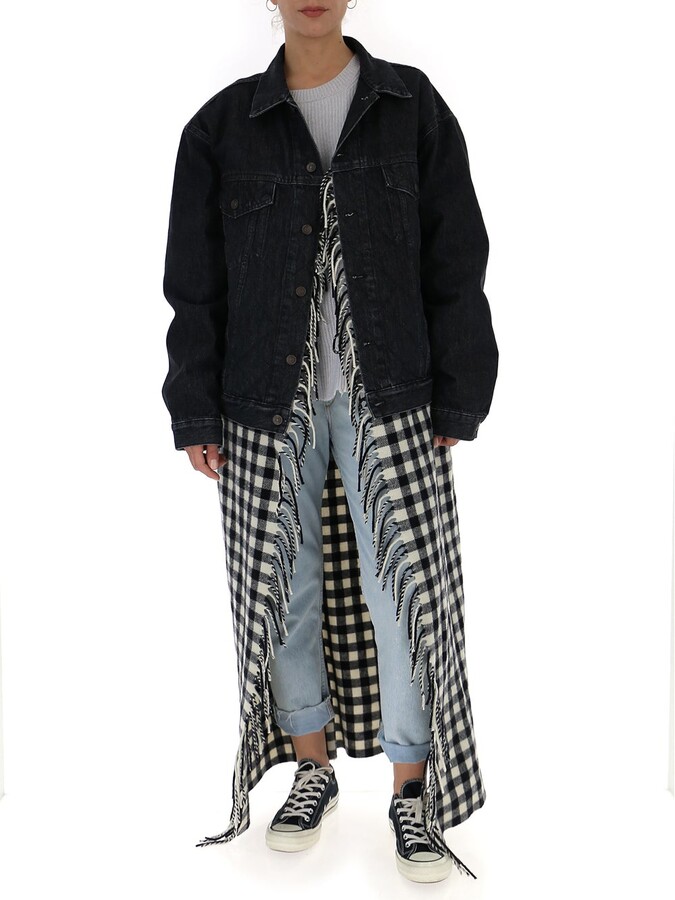 Balenciaga Oversized Flannel Layer Denim Jacket - ShopStyle