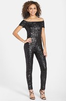 Thumbnail for your product : French Connection 'Cosmic Sparkle' Sequin Off Shoulder Jumpsuit