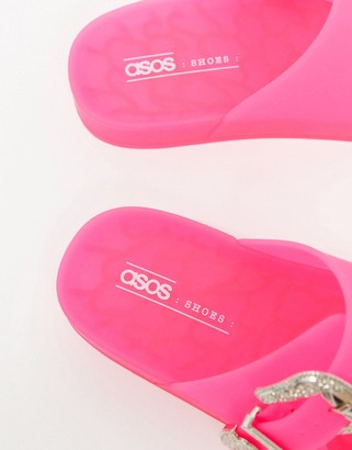 ASOS DESIGN Falcon western jelly sandals in neon pink