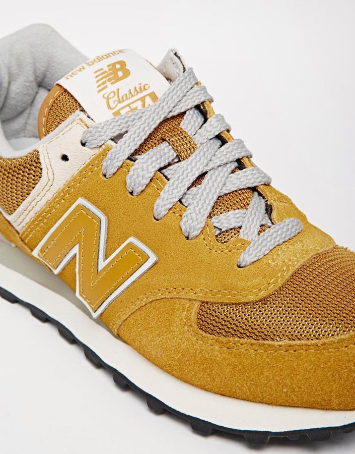 New Balance 574 Yellow Suede/Mesh Trainers - ShopStyle Sneakers & Athletic