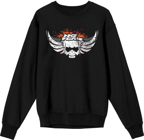 No Fear NoFearSkullWithWingAdultBlackCrewNeckLongSleeveTee-Small