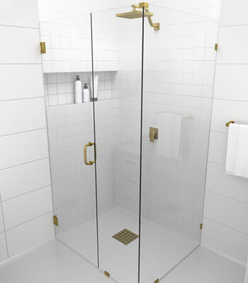Glass Warehouse Illume 47 in. x 36 in. x 78 in. 90-degree Fully Frameless Wall Hinged Glass Shower Enclosure