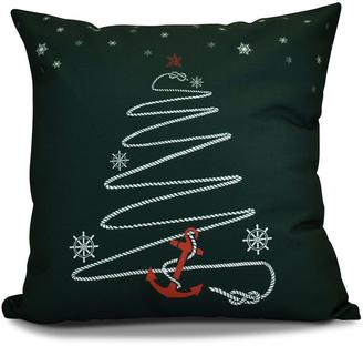 16 in. Holiday Anchor Holiday Pillow in Navy Blue