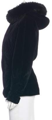 Donna Karan Fur-Trimmed Velvet Coat