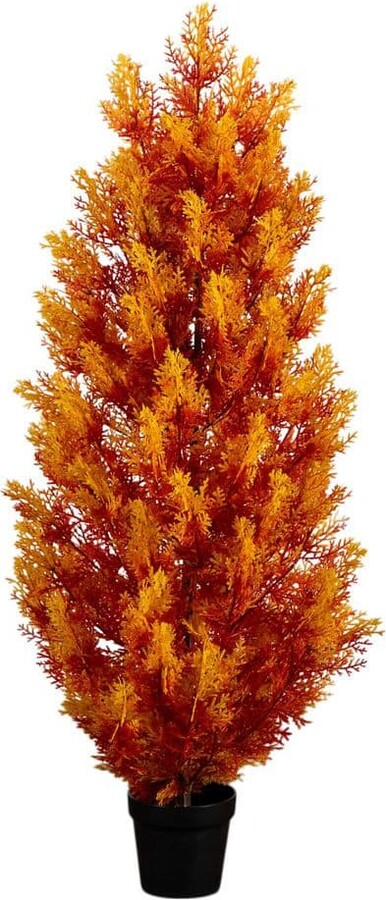 4 ft. UV Resistant Autumn Artificial Fall Cedar Tree (Indoor/Outdoor)