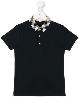Burberry Children Check collar and trim polo shirt