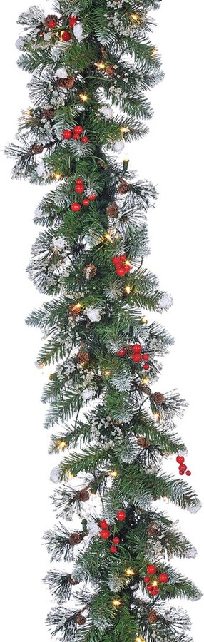 Light Garland with Snowy Pine Cones Christmas 108in. Lighted Faux Garland