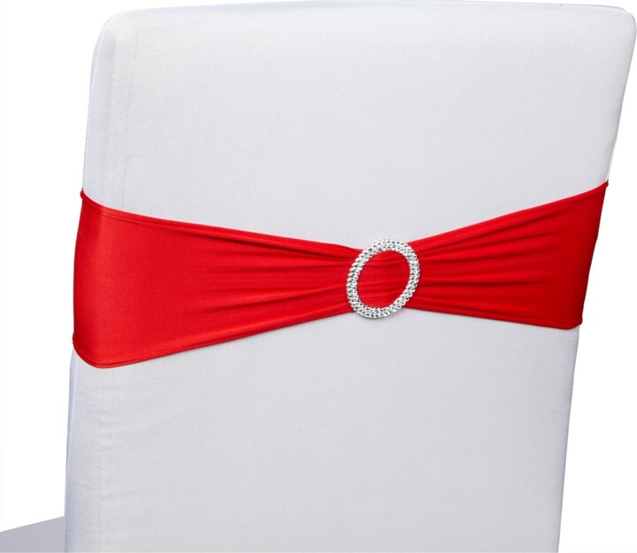 Juvale Red Chair Sashes with Silver Buckle for Wedding Reception, Baby