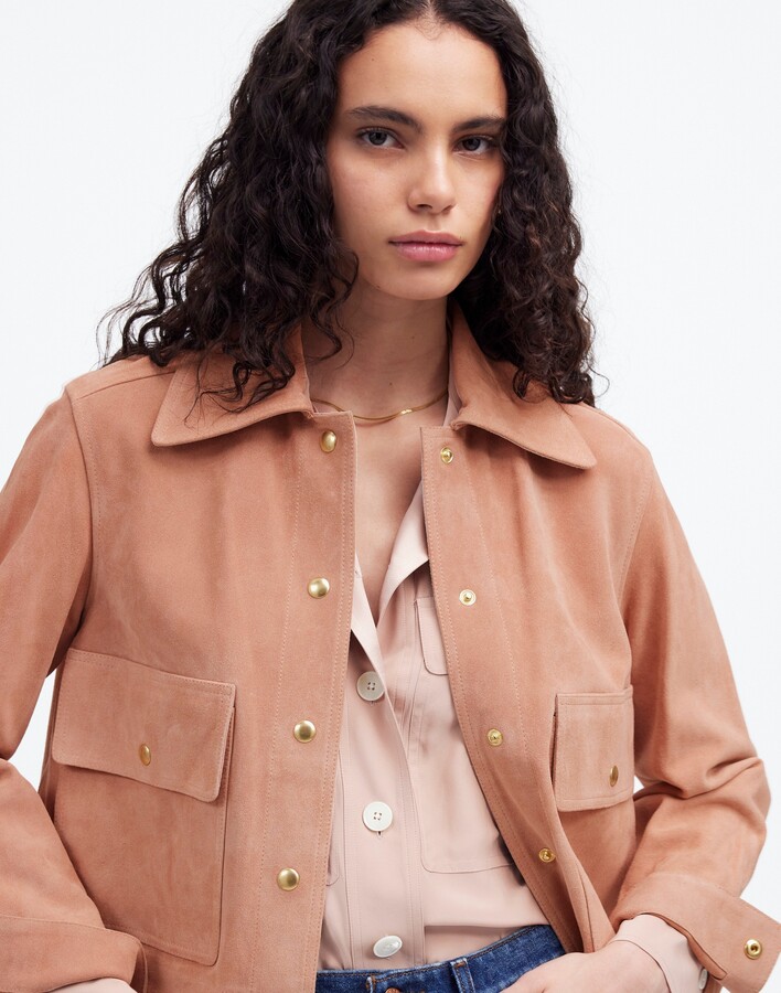 Madewell Crop Chore Jacket in Suede