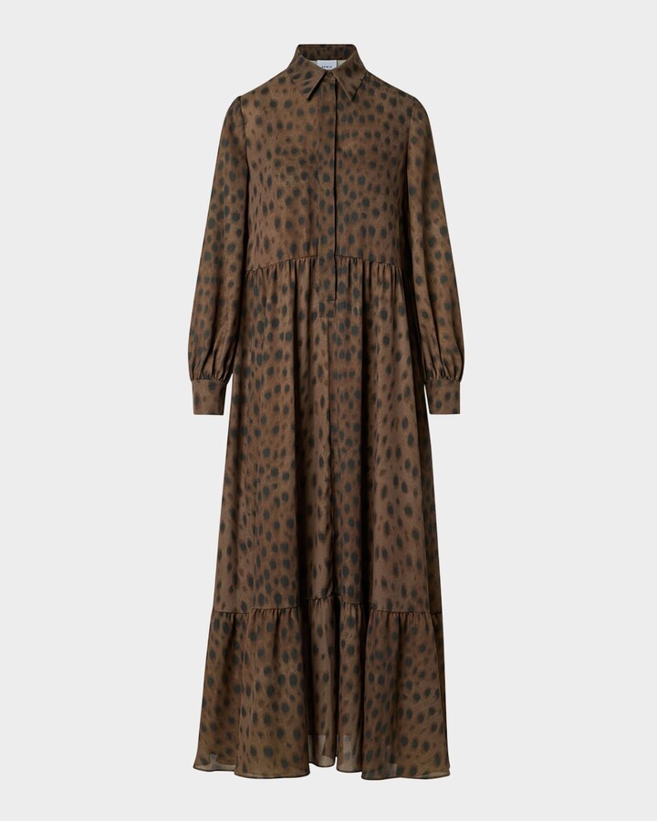 Akris Punto Leopard-Print Viscose Georgette Midi Shirtdress