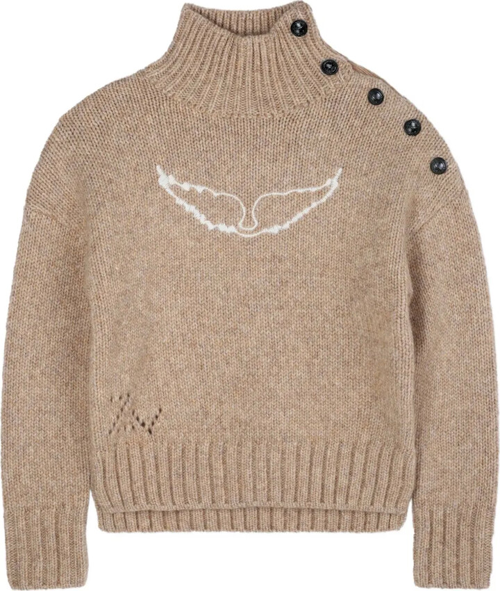 Zadig & Voltaire Kids Button-Detailed Turtleneck Sweater
