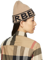 Thumbnail for your product : Burberry Beige Cashmere Intarsia Logo Beanie