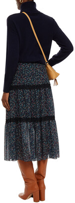 See by Chloe Gathered floral-print chiffon midi skirt