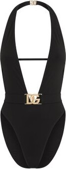 Dolce & Gabbana One-piece swimsuit with plunging neck and belt