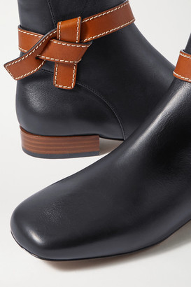 Loewe Gate Topstitched Two-tone Leather Ankle Boots - Black