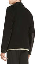 Thumbnail for your product : Alexander McQueen Wool/Cashmere Peacoat with Leather-Detail, Black