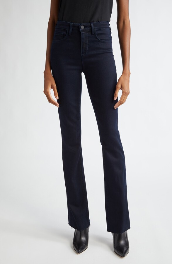 L'Agence Ruth Coated High Waist Raw Hem Straight Leg Jeans