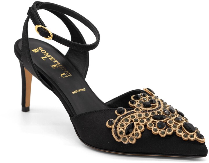 periskop fiber Gum Black Pumps Gold Heel | Shop the world's largest collection of fashion |  ShopStyle