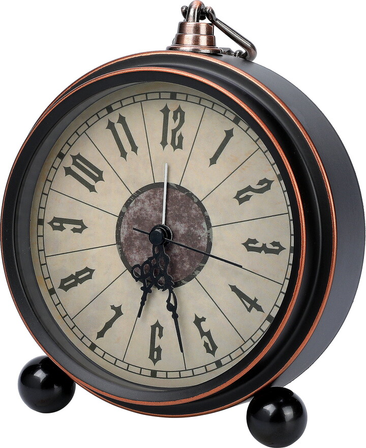 Unique Bargains Vintage Alarm Clock with Metal Casing Roman Pattern 5.3"L x 1.8"W x 7.5"H