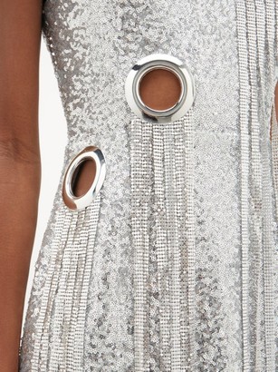 Germanier - Chainmail-tassel Sequinned Mini Dress - Silver