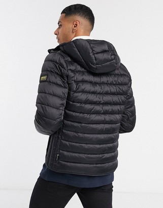 Barbour International Ouston hooded quilted jacket in black - ShopStyle