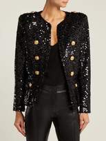 Thumbnail for your product : Balmain Double Breasted Sequinned Blazer - Womens - Black