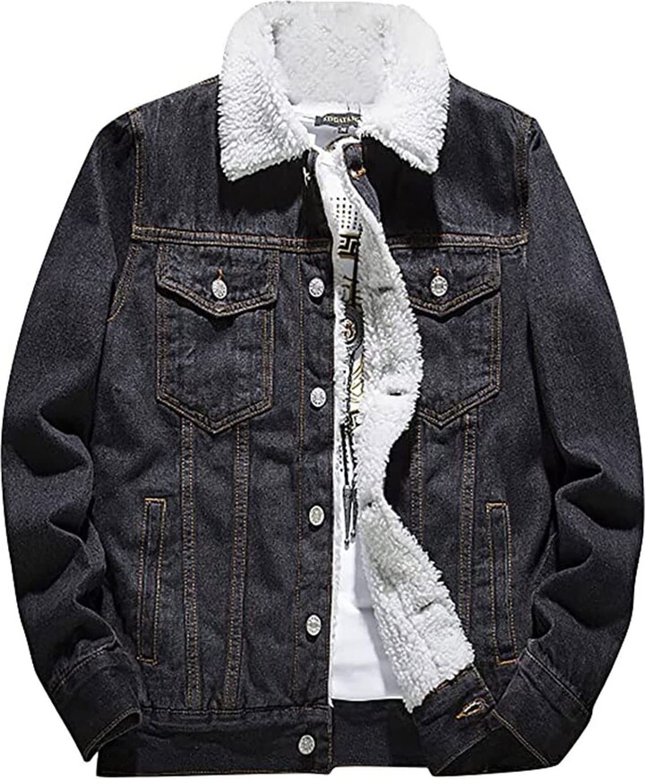 DEPAJA Men's Sherpa Lined Denim Trucker Jacket - ShopStyle