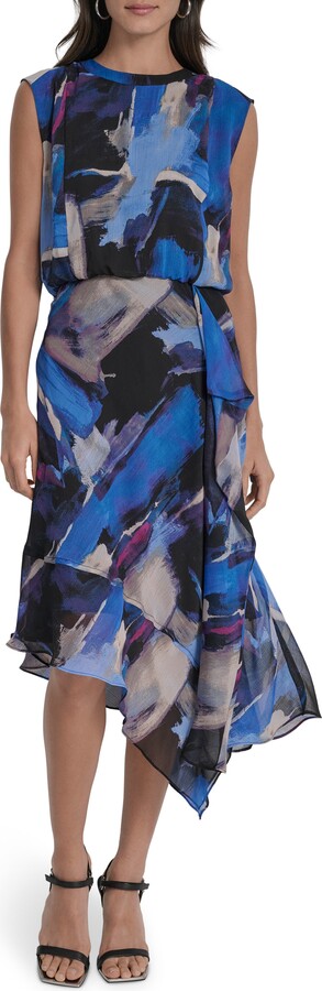 Sleeveless Asymmetric Midi Dress