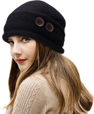 Lawliet New Womens 100% Wool Slouchy Wrinkle Button Winter Bucket Cloche Hat  T178 - ShopStyle