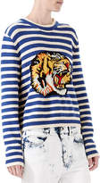 Thumbnail for your product : Gucci Striped Wool Knit Top, Blue