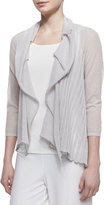 Thumbnail for your product : Lafayette 148 New York Pleated Stripe Cardigan, Vapor Gray
