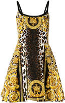 Versace leopard and baroque print mini dress