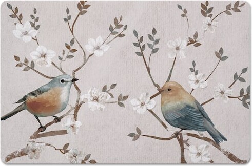 Bird On Branches 18" x 27" Floor Mat By Designs Direct in Gray