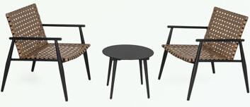 Gracie Oaks 3 Pieces Outdoor Set with 2 PE Rattan Chairs