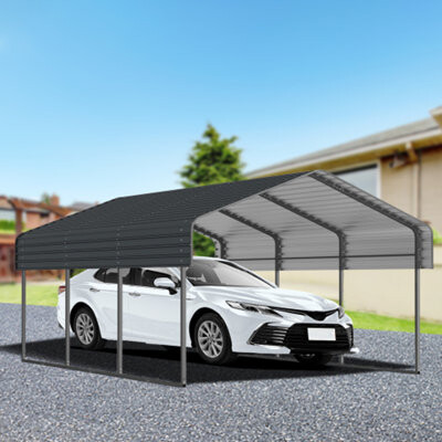 XINYUEHE Metal Carport with Enhanced Base and Galvanized Steel Roof Heavy Duty Outdoor Garage Car Shelter for Car Boats and Truck