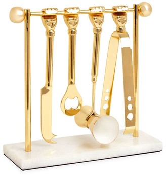 Jonathan Adler Five-Piece Macho Mantiques Barbell Brass Barware Set