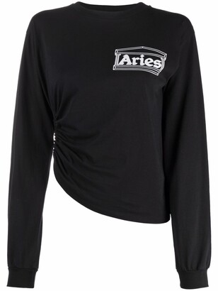 Aries Asymmetric Logo-Print Sweatshirt