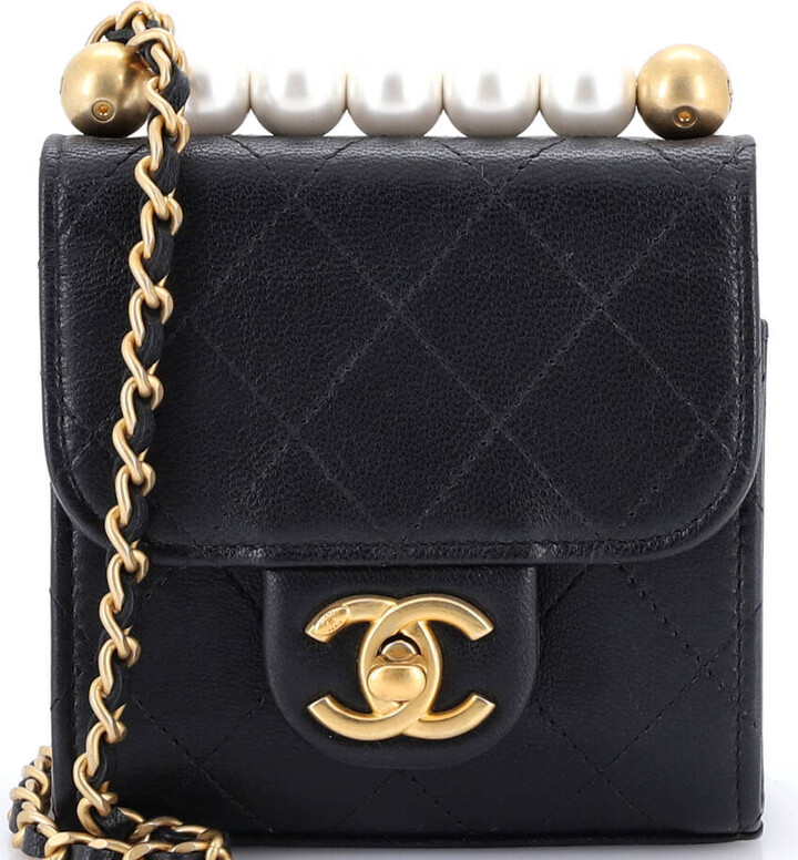Chanel Chic Pearls Flap Clutch with Chain Quilted Goatskin Mini