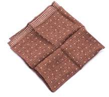 Brunello Cucinelli Mens 100% Wool Brown Polka Dot Pocket Square.