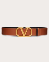 Thumbnail for your product : Valentino Garavani Reversible Vlogo Signature Belt In Glossy Calfskin 40mm Women Black/pure Red 100% Calfskin 100