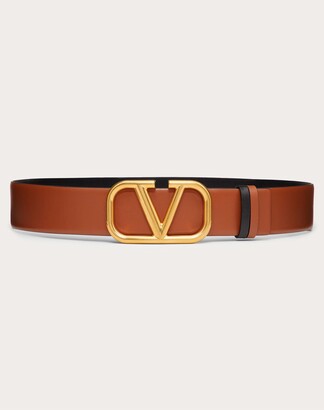 Valentino Garavani Reversible Vlogo Signature Belt In Glossy Calfskin 40mm Women Black/pure Red 100% Calfskin 100