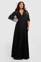 Thumbnail for your product : boohoo Plus Bridesmaid Pleated Cape Maxi Dress