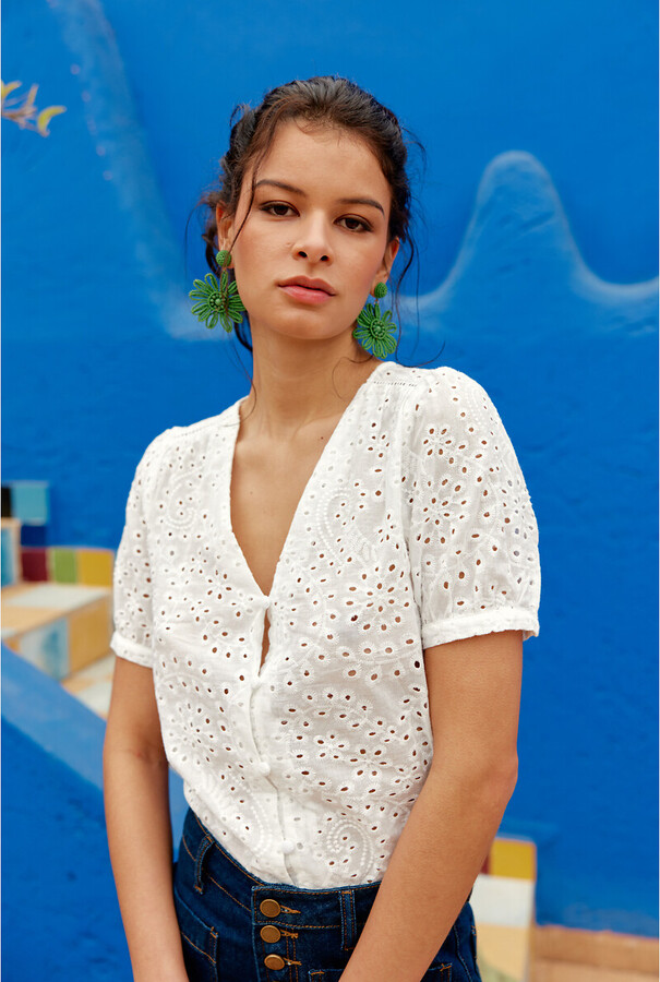 La Petite Etoile Tarah Broderie Anglaise Blouse In Cotton With