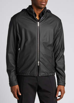 Giorgio Armani Men's Light Faux-Leather Jacket w/ Jacquard Lining