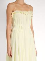 Thumbnail for your product : Adam Lippes Ruffle Trimmed Square Neck Pleated Dress - Womens - Light Yellow